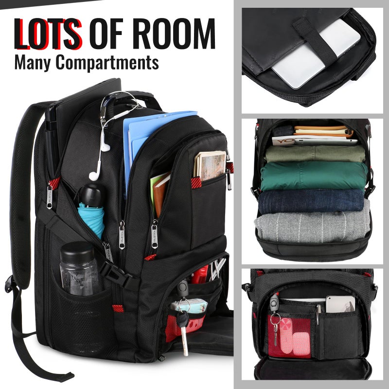 YOREPEK Travel Backpack  15.6 Inch Laptop Backpacks for Men Women  Water Resistant College Backpack Airline Approved Business Work Bag with USB Charging Port Fits 15.6 Inch Computers  Black - Image 2